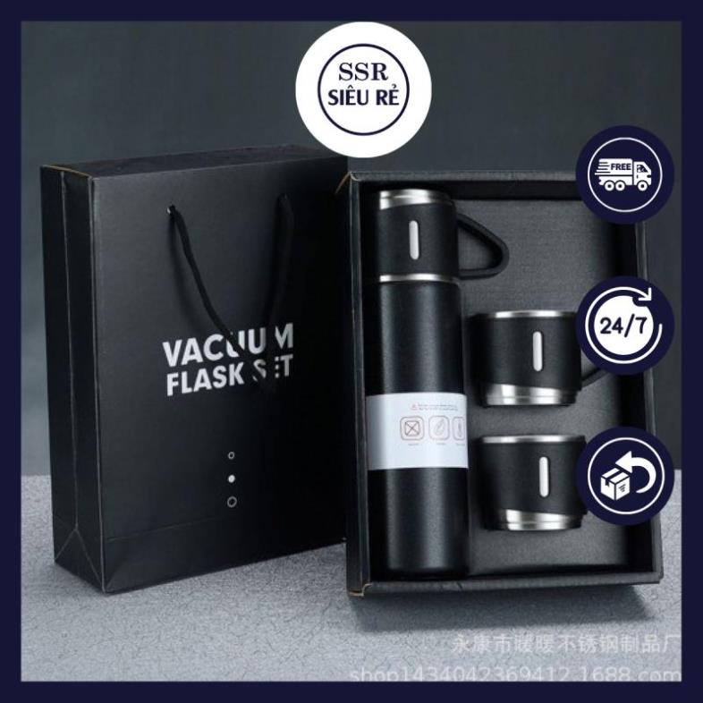 Set Bình Giữ Nhiệt + 2 Ly Cách Nhiệt Vacuum Flask 500ml Inox Cao Cấp (LA122165)