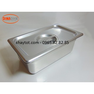 KHAY INOX ĐỰNG KEM, THẠCH TRÀ SỮA 1/4-100MM ( CÓ NẮP)