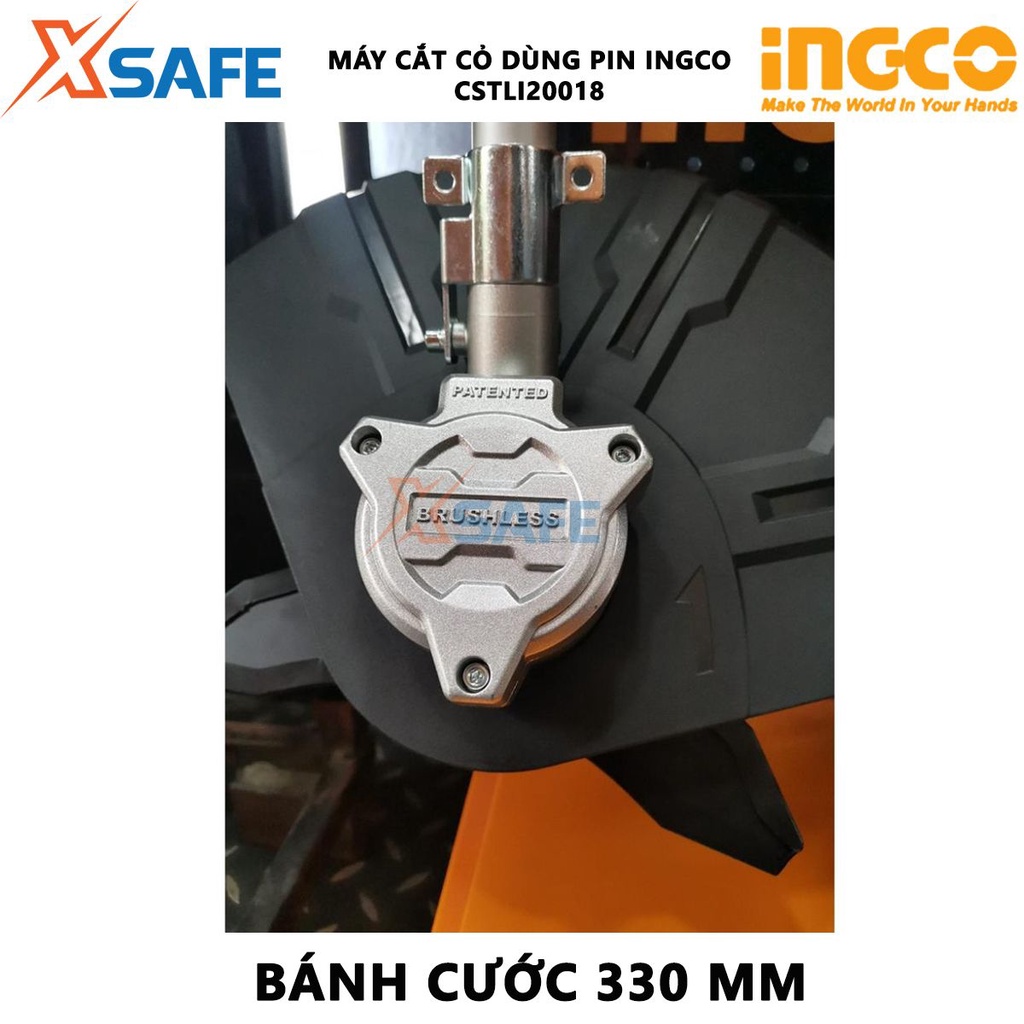 Máy cắt cỏ dùng pin INGCO CSTLI20018 40V mô tơ không chổi than, kèm 1 bánh cước cắt cỏ, 1 lưỡi cắt cỏ 3T