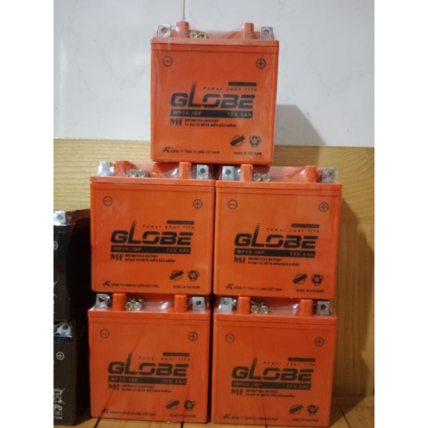 Bình ắc quy Globe WP5S-3BP 12V 6Ah dành cho xe Dream, Wave, Viva, Jupiter, Sirius