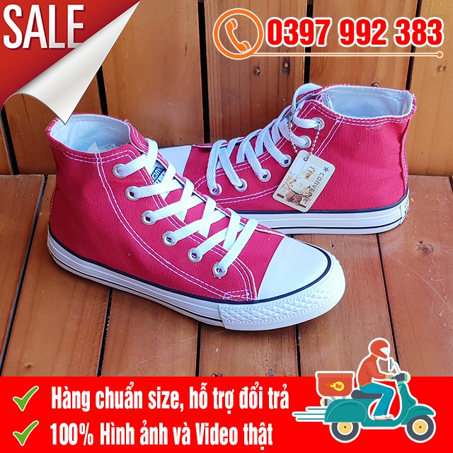[MIỄN PHÍ SHIP] Giày Thể Thao CV Classic Đỏ Tươi Cổ Cao Nam Nữ | BigBuy360 - bigbuy360.vn
