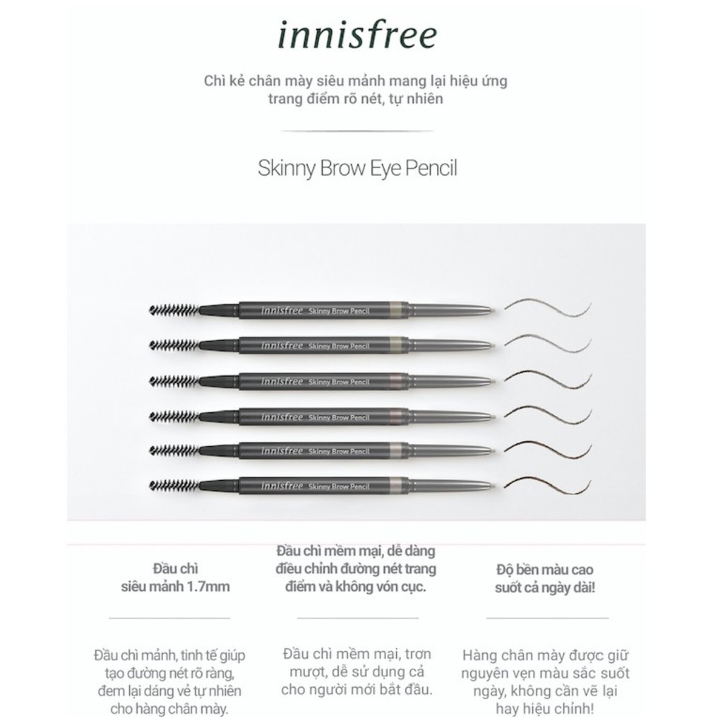 Chì kẻ chân mày mảnh innisfree Skinny Brow Pencil 0.08g - new