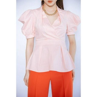 Áo peplum cổ V đắp tà