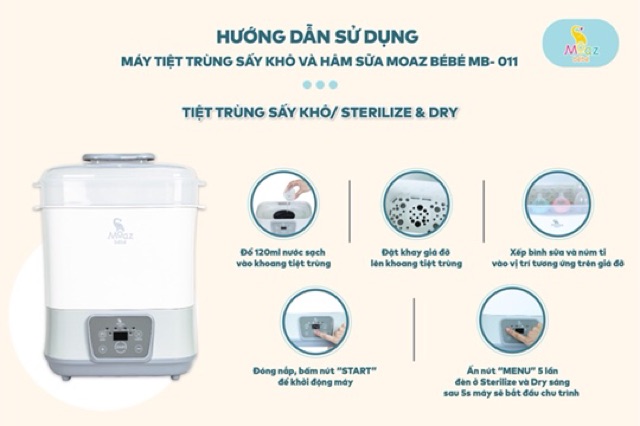 Máy tiệt trùng và sấy khô MB011 Moaz BéBé