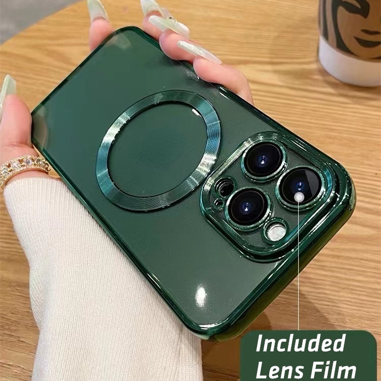 Ốp điện thoại silicon trong suốt có vòng kim loại thích hợp cho iPhone 12 13 ProMax 7+ 8 PLUS X XS MAX XR SE 2020