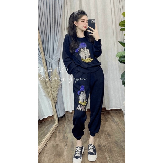 (MẪU MỚI) SÉT BỘ NỈ NỮ THỂ THAO NỮ MẶC CHỐNG NẮNG ĐI CHƠI CHÚ VỊT KUTE SIÊU HOT PU HHP