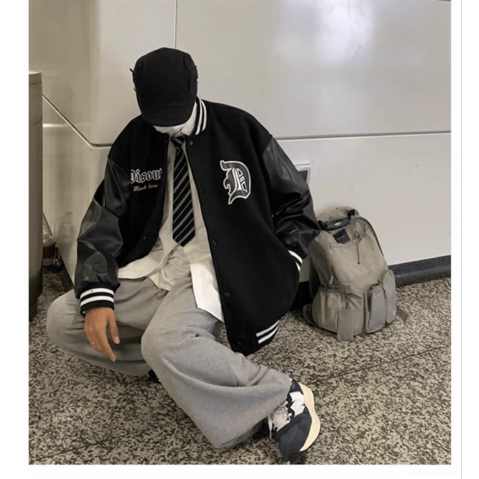 Áo Khoác Bomber Nam Nữ  Chất Liệu Nỉ Dạ Phối Tay Da Lót Dù Thời Trang Cao Cấp Sành Điệu Siêu Hot Trend