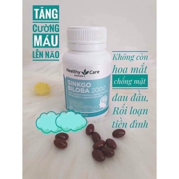 Bổ Não Ginkgo Biloba 2000 mg của Healthy Care_100v