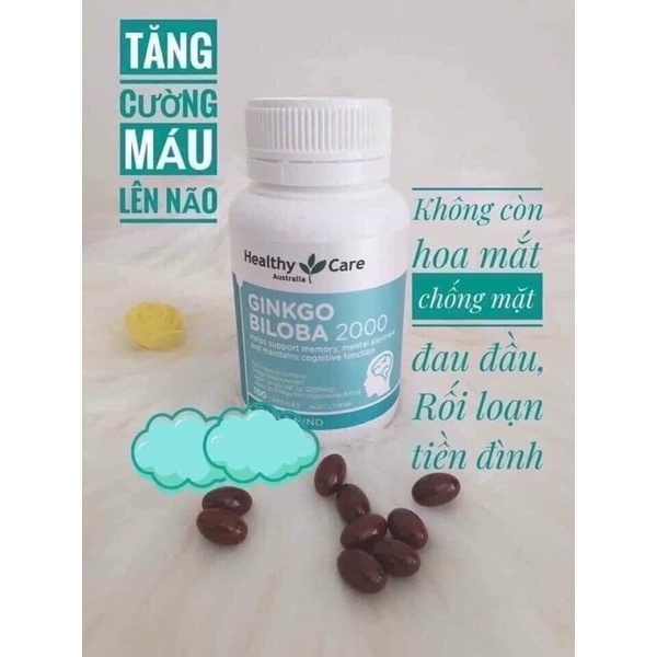 (Hàng Chemist Úc) Bổ Não Ginkgo Biloba 2000 mg của Healthy Care_100v