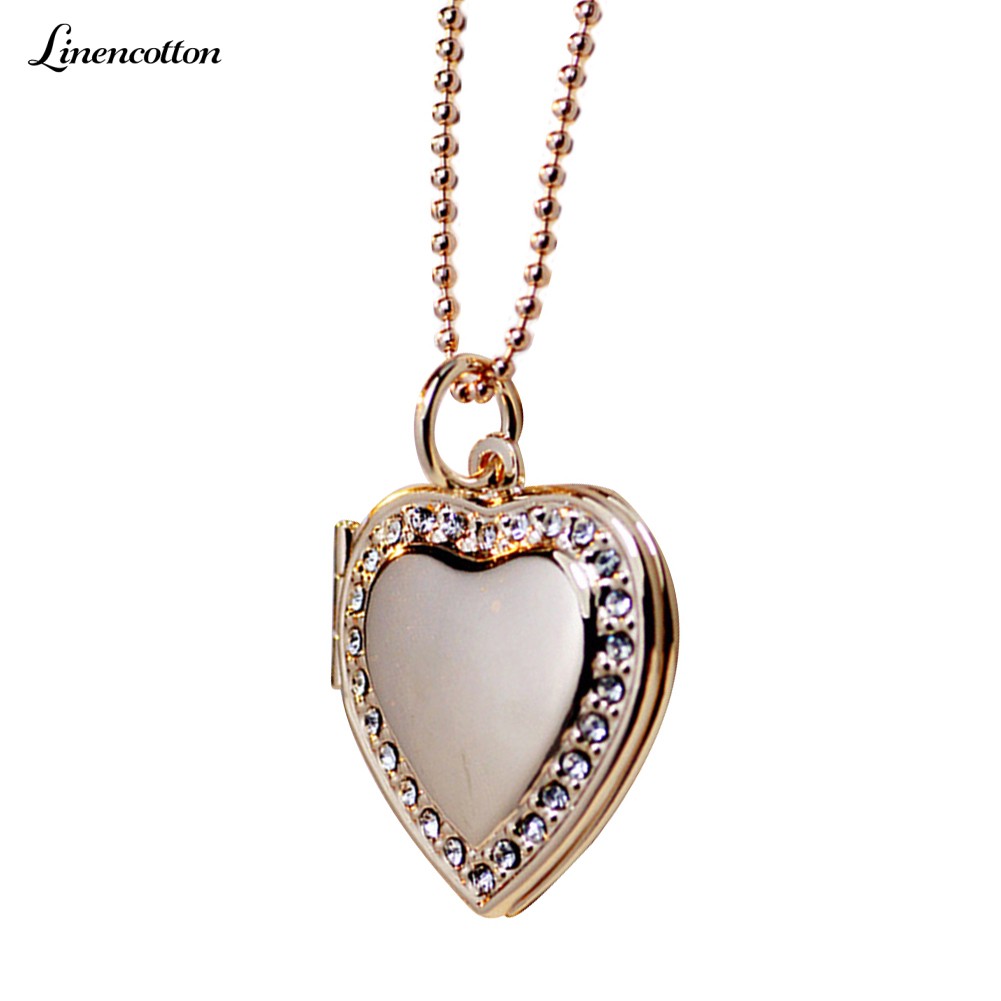 Heart Photo Frame Locket Necklace Clavicle