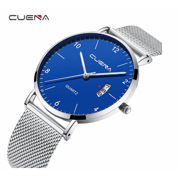 Đồng Hồ Nam Dây Lưới Cuena D330 Lịch Chạy Dọc Phong Cách Doanh Nhân - Hazo