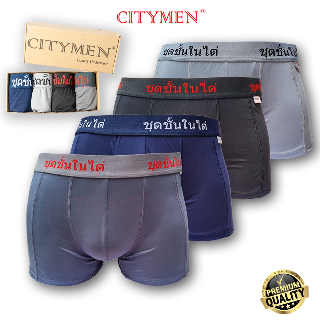 Hộp 4 Quần Lót Nam Boxer CITYMEN Thái Lan Cao Cấp Vải Thun Lạnh Co Dãn 4 Chiều