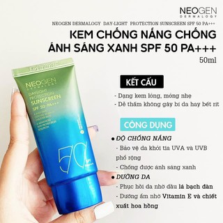 Kem chống nắng Ngăn TIA SÁNG XANH  Neogen 𝑫𝒂𝒚-𝑳𝒊𝒈𝒉𝒕 𝑷𝒓𝒐𝒕𝒆𝒄𝒕𝒊𝒐𝒏 𝑺𝒖𝒏𝑺𝒄𝒓𝒆𝒆𝒏 𝑺𝑷𝑭 50/𝑷𝑨+++