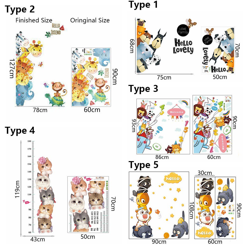 Daphne Miếng Dán Tường Trang Trí Hình Động Vật Hoạt Hình DIY