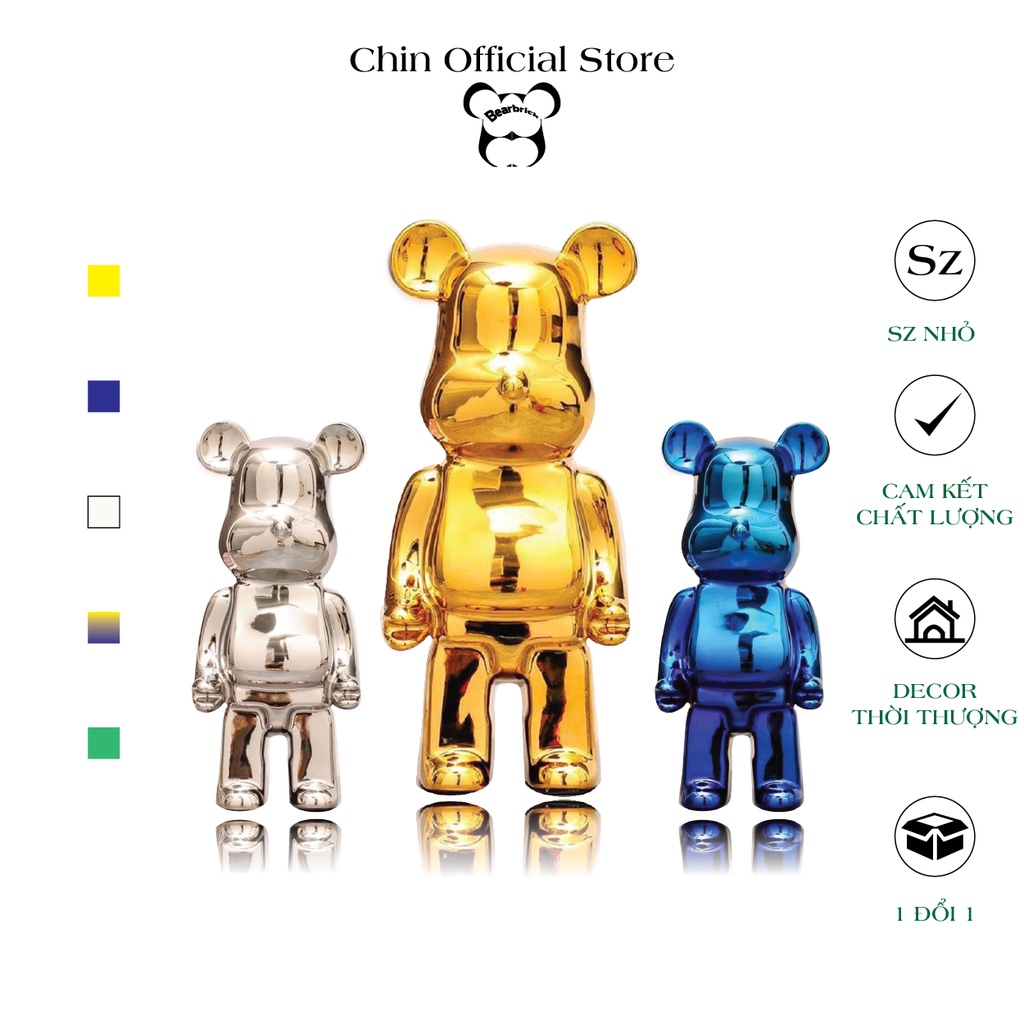 Bearbrick, gấu bearbrick 28cm, Mẫu Tráng Gương đủ màu chất liệu nhựa cao cấp - Chin Store