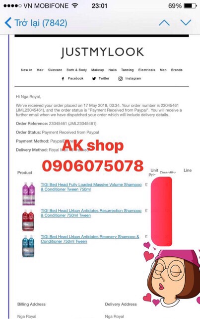 Dầu cặp TIGI đỏ hàng chuẩn Usa | BigBuy360 - bigbuy360.vn