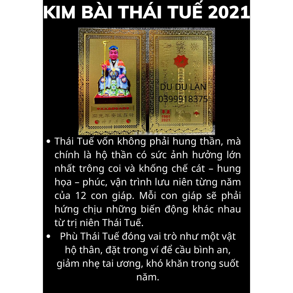 Kim Bài Thái Tuế 2021 - hoá giải điều khôn may mắn