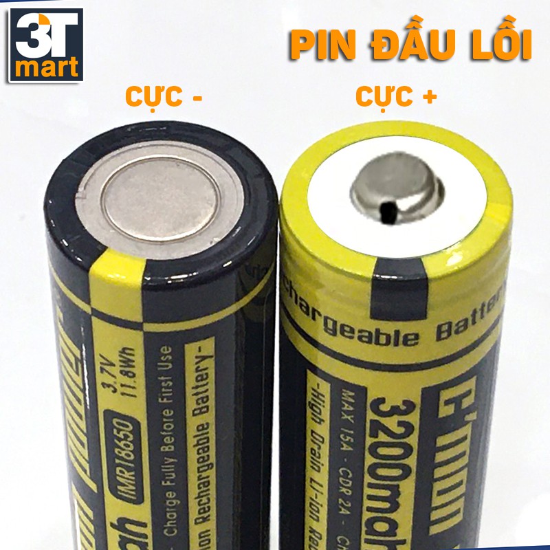 Bộ 2 pin sạc C'MON POWER IMR 18650 3200mAh 15A 3.7V (chuyên dùng đèn pin siêu sáng, VAPE, sạc dự phòng - vàng)