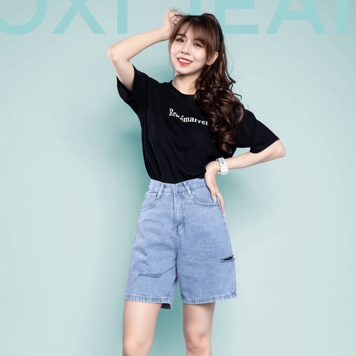 Quần Ngố Jean in Hoa Cúc, Quần Lững Nữ Tua Lai