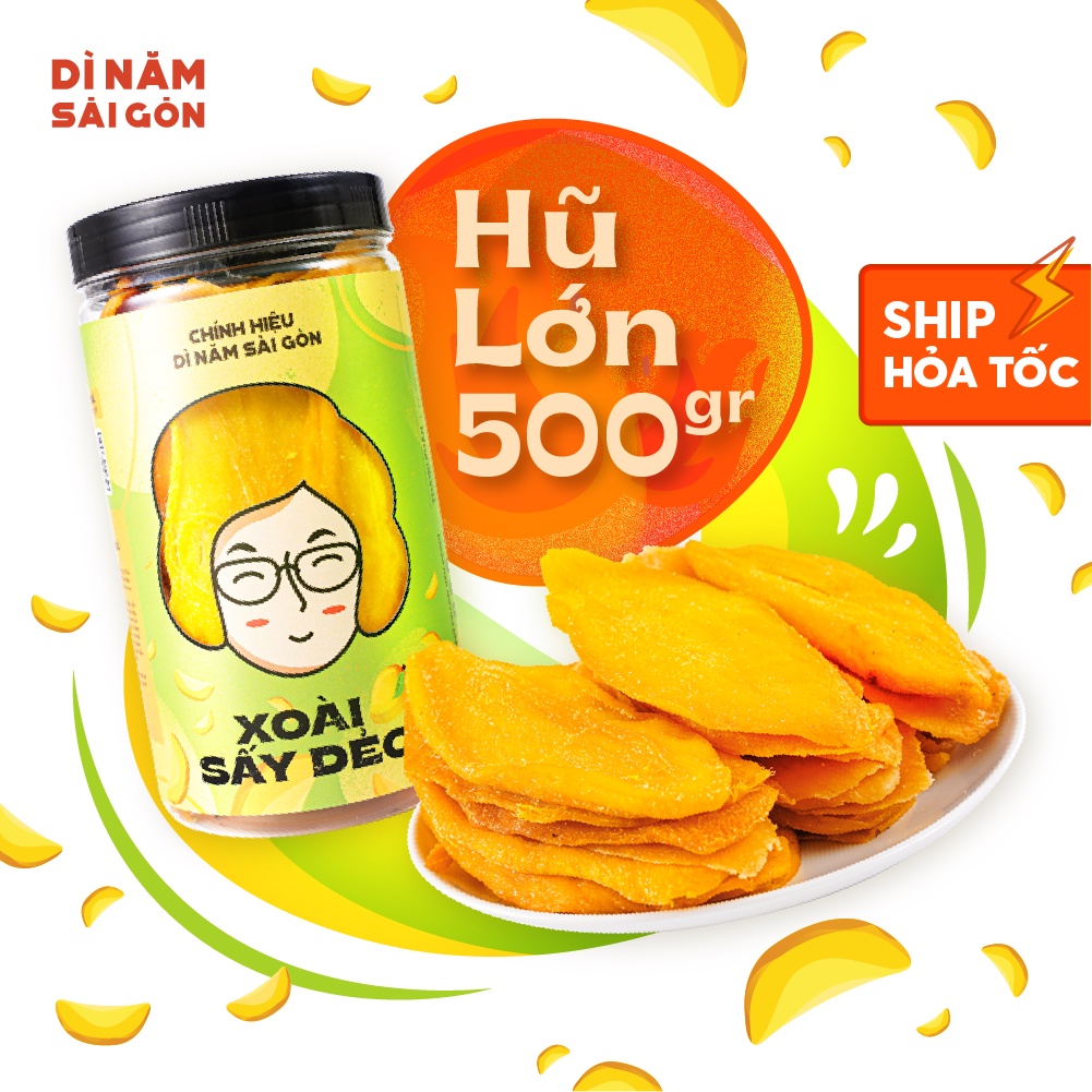 XOÀI SẤY DẺO 500GR I DÌ NĂM SÀI GÒN I Loại NGON NHẤT, chuẩn xuất khẩu không ướp đường I VỪA NGỌT VỪA CHUA, NGON TỰ NHIÊN