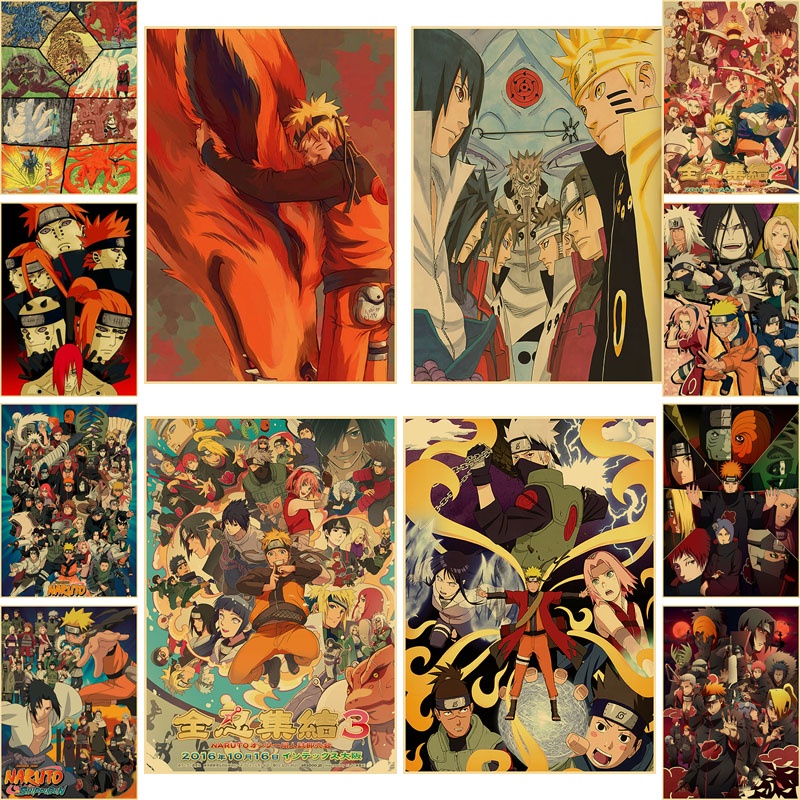 Poster Phim Hoạt Hình NARUTO Bằng Giấy Kraft Treo Tường Trang Trí