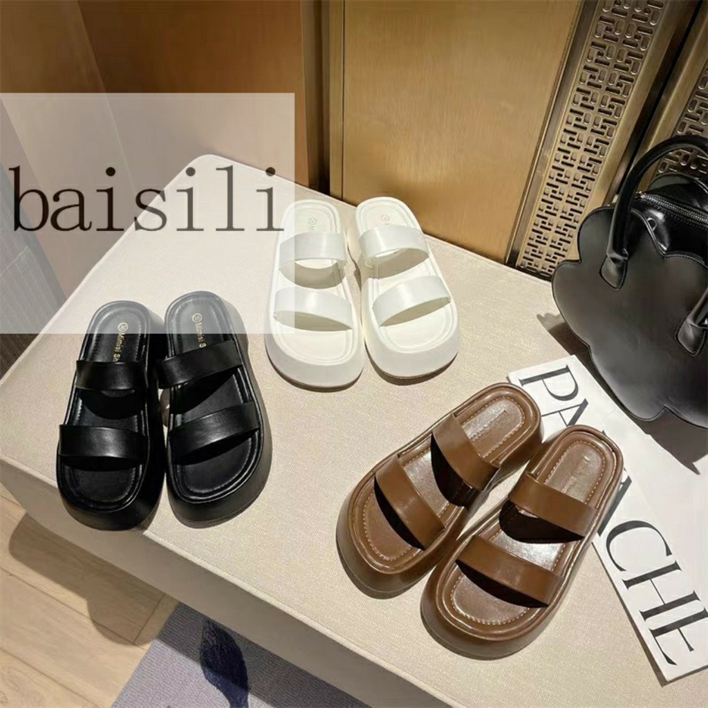 DÉP NỮ CAO CẤP BAISILI - DÉP XUỒNG NỮ HAI QUAI NGANG BÓNG PHONG CÁCH CÁ TÍNH ĐẾ BẰNG BD220787