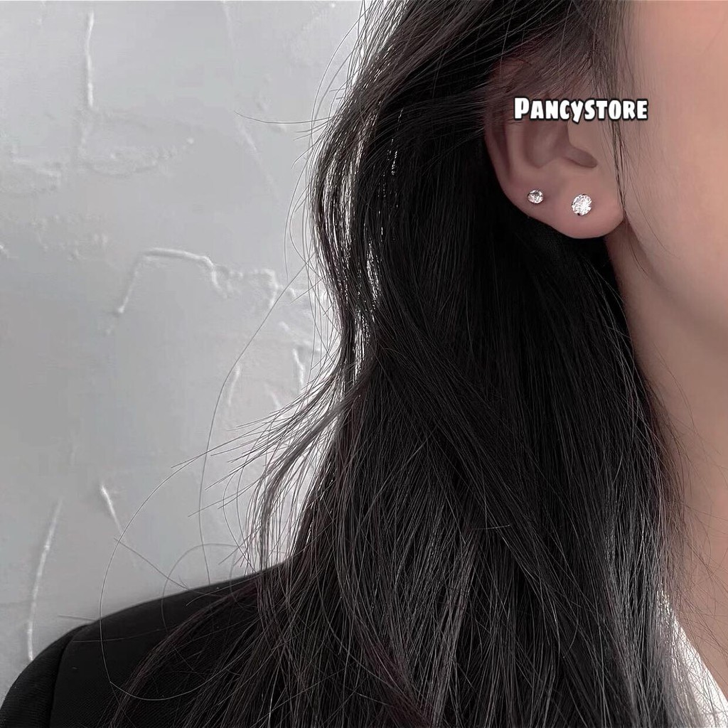 khuyên tai bông tai titan nụ kim tròn không gỉ unisex ( nút xỏ )
