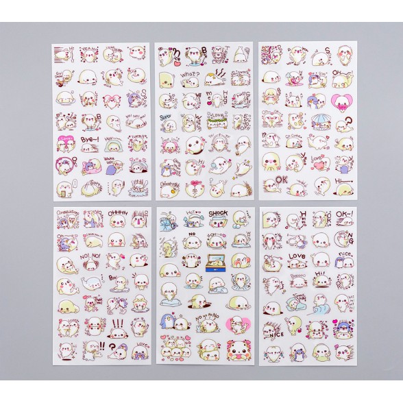 Sét 6 tấm sticker, sticker cute trang trí giá rẻ nhất