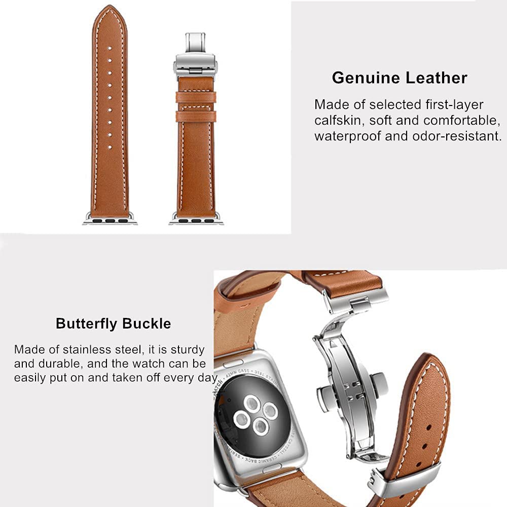 Dây Đeo Da Thay Thế Có Khóa 45mm 44mm 42mm 40mm Cho Đồng Hồ Thông Minh Iwatch series 7 45mm 44mm