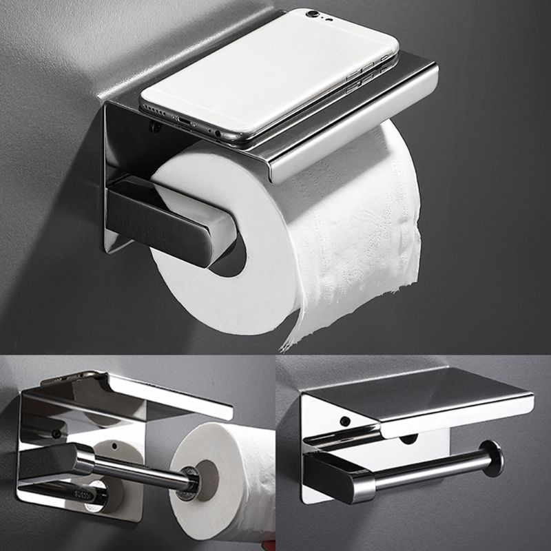 Giá Đỡ Cuộn Giấy Vệ Sinh Gắn Tường Đa Năng Kèm Khay Đựng Bằng Thép Không Gỉ