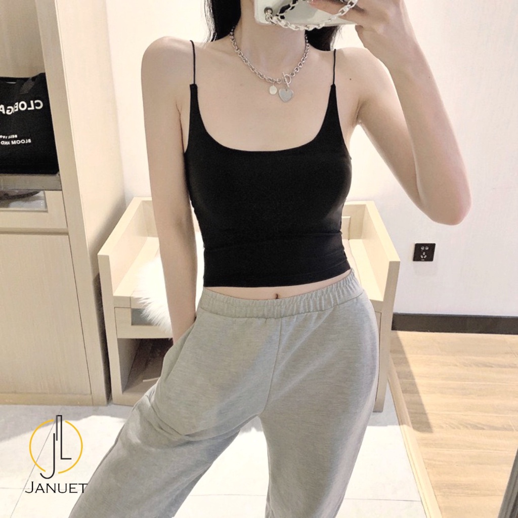 Áo bra hai dây có mút độn ngực kiểu dáng Croptop chất thun lạnh cao cấp (Freesize dưới 60Kg) Cami02