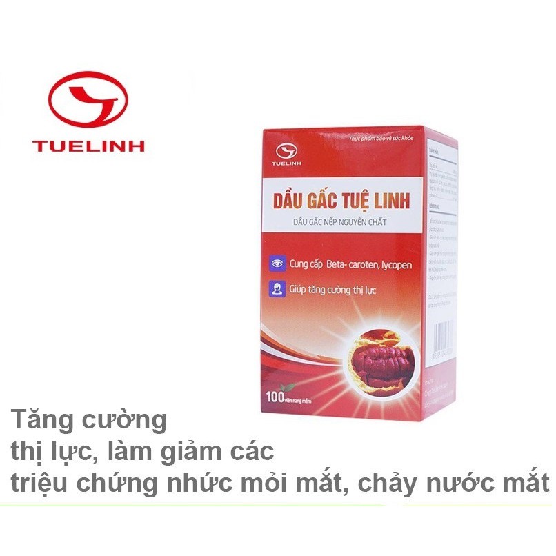 Dầu Gấc Tuệ Linh - Sáng mắt đẹp da, chống lão hóa (Lọ 60 viên)