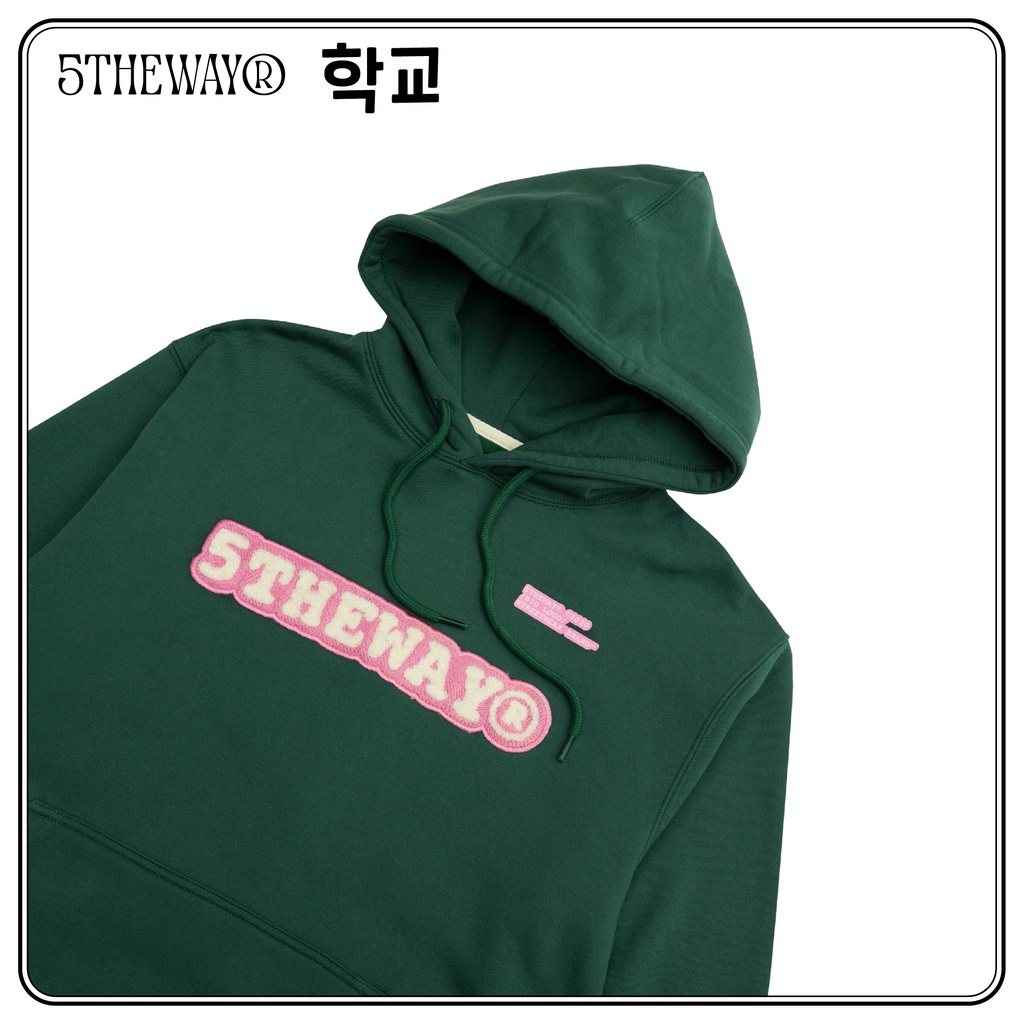 Áo Hoodie 5THEWAY /sketch/ thêu xù màu xanh lá Green