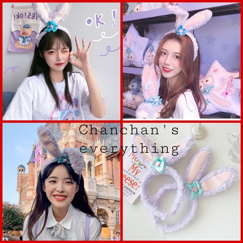 Băng đô cài tóc thỏ tím tai dài xinh xinh
