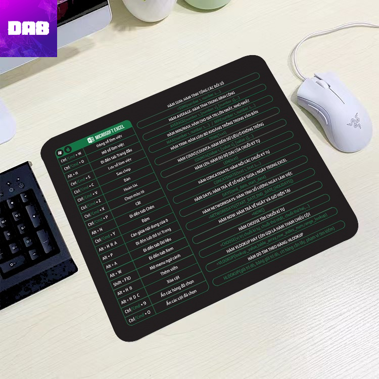 Lót Chuột Phím Tắt Công Thức Văn Phòng Thiết Kế DÙNG CHO 2 HỆ ĐIỀU HÀNH WINDOWS VÀ MACOS