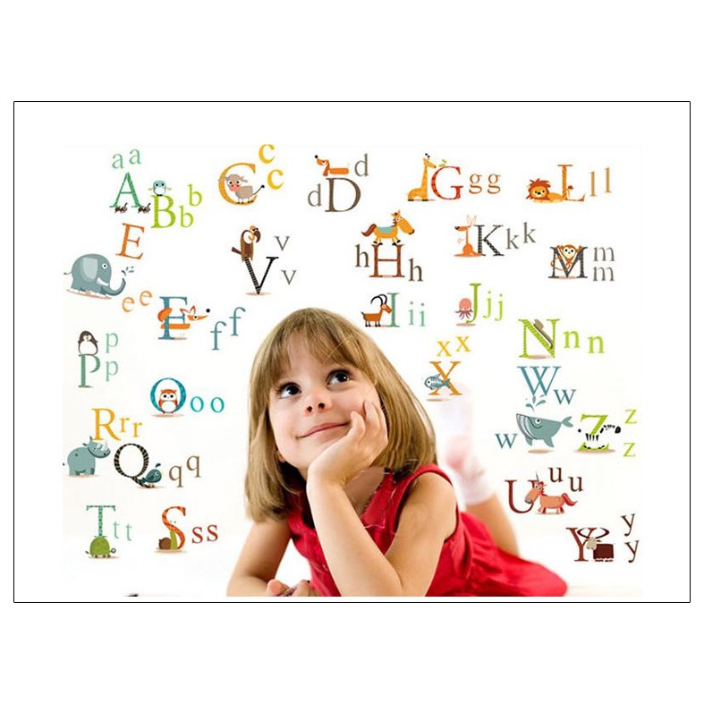 Decal dán tường cho bé yêu - decal 24 Chữ cái mẫu số 1