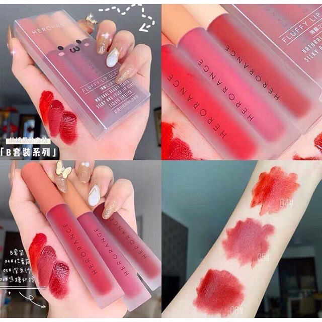 Sét Son Kem 3 Cây HEROANGE Nội Địa, Siêu Lì , Siêu Xinh [ Sét A - Sét B ]