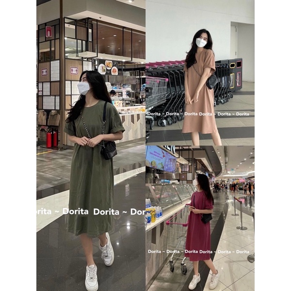 Váy phông trơn dài tay lỡ oversize Dorita Boutique