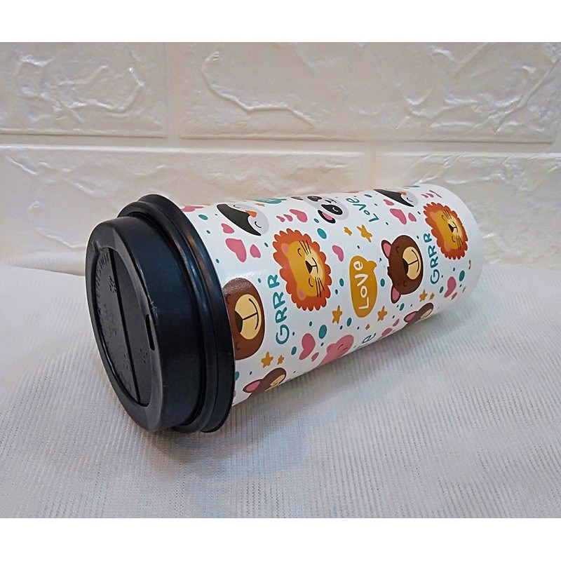 50 Ly giấy trà sữa take away có nắp in hình 22oz - 650ml