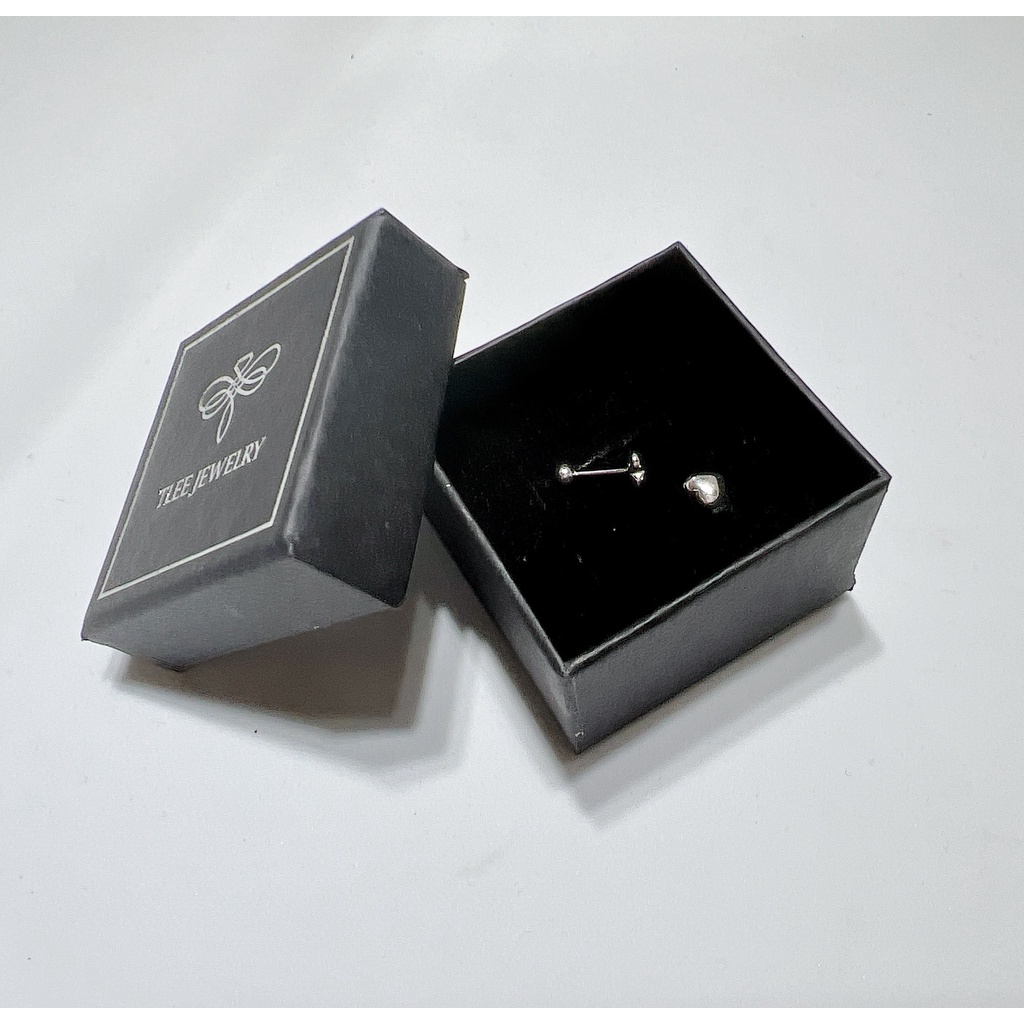 Khuyên tai bạc nữ TLEE tim phồng mini chốt bi vặn bạc 925 cao cấp xinh xắn TleeJewelry B0286