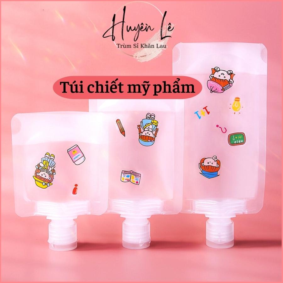 Túi chiết mỹ phẩm dầu gội sữa tắm du lịch tiện lợi nhỏ gọn 30/50/100ml có thể tái sử dụng tặng kèm Sticker cute