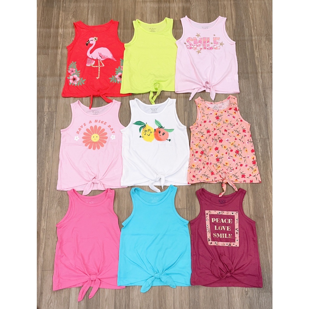 Áo thun bé gái Place sát nách mùa hè  cotton hình elsa ngựa pony áo thun xuất xịn