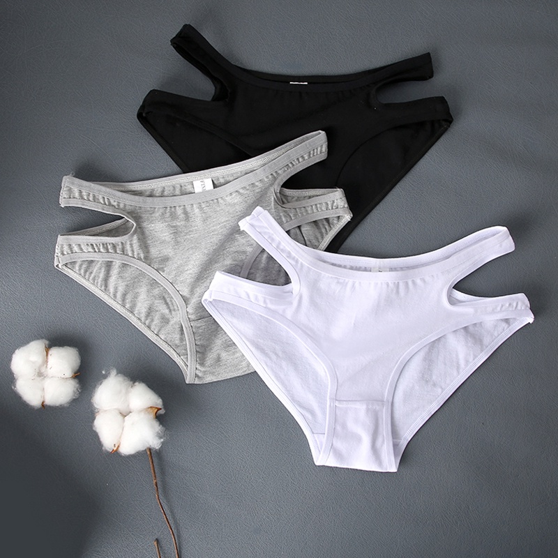 Cute Byte Bộ 2 Quần Lót Cotton Lưng Thấp Màu Trơn Thoải Mái Size S-XL Cho Nữ