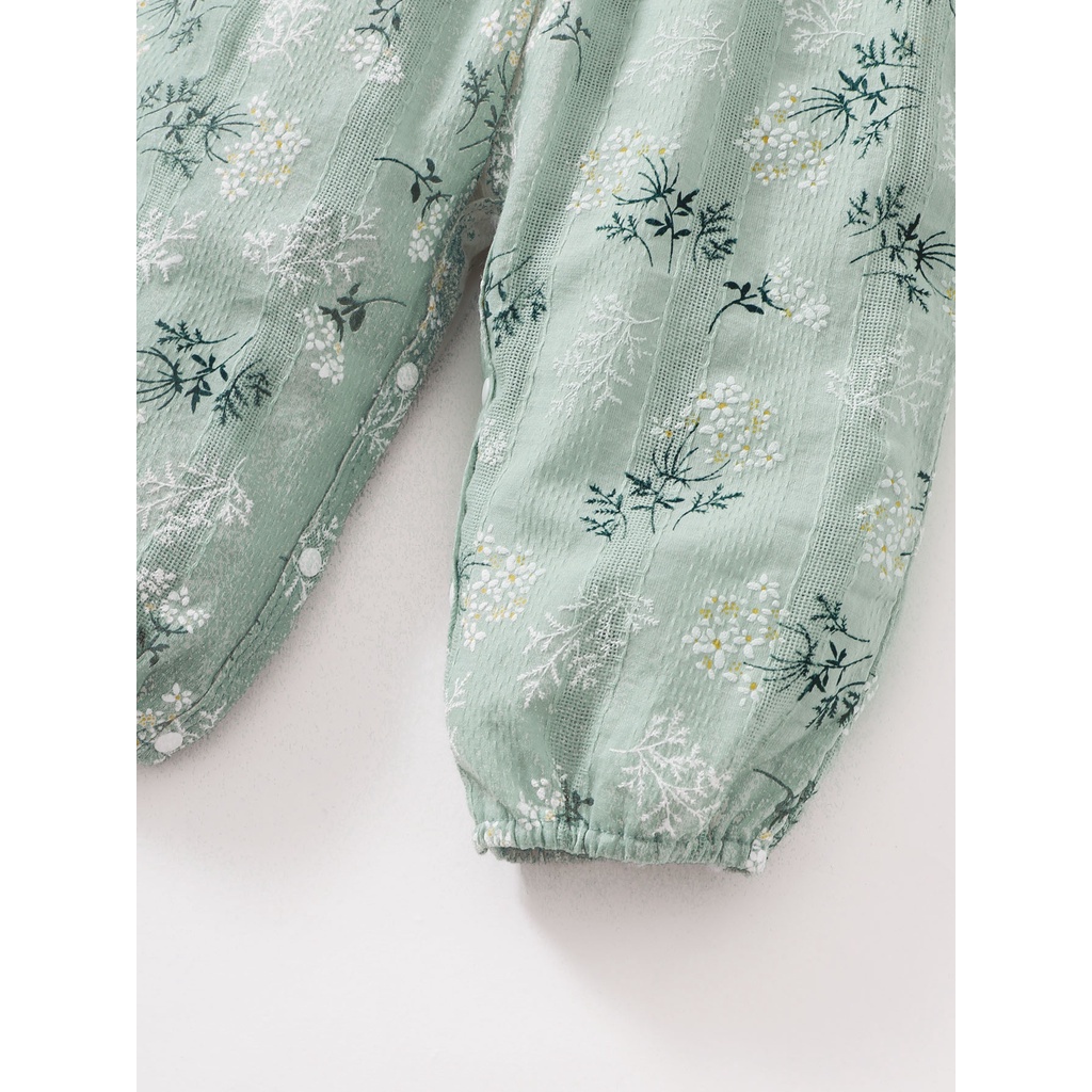 Áo liền quần MIKRDOO ngắn tay in hoa dễ thương cho bé gái sơ sinh