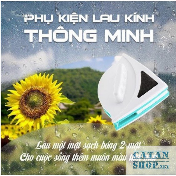 Dụng cụ lau kính 2 mặt hít nam châm tam giác, dụng cụ vệ sinh, lau của kiếng chung cư, Sử dụng lực hút nam châm cực mạnh