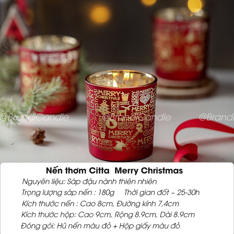 Nến thơm Citta Merry Christmas hũ màu đỏ