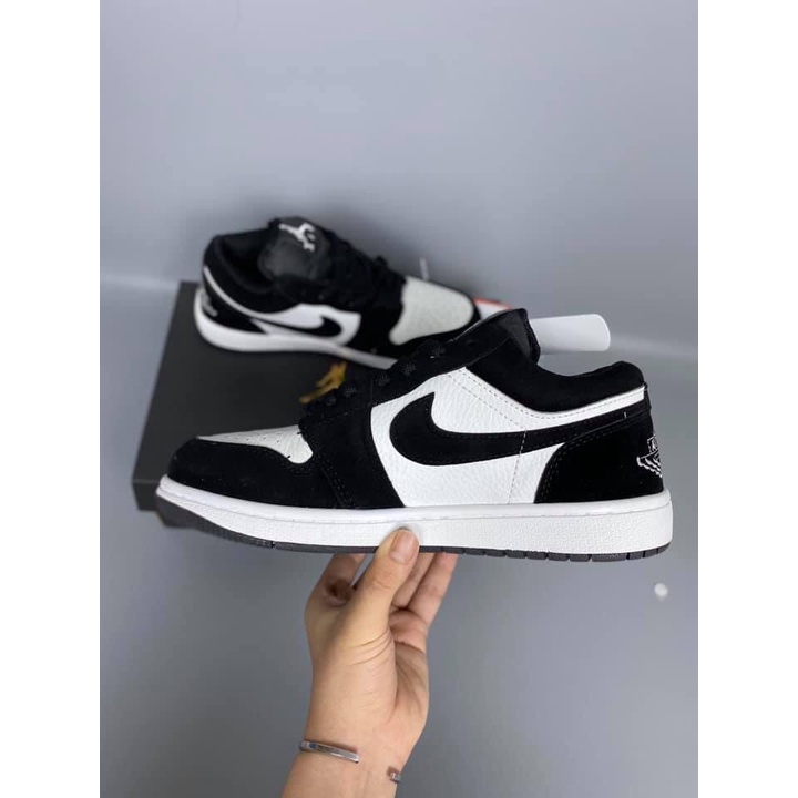 Giày Jordan 1 low panda đen trắng da lộn bản cao cấp 1-1 hang trung full phụ kiện