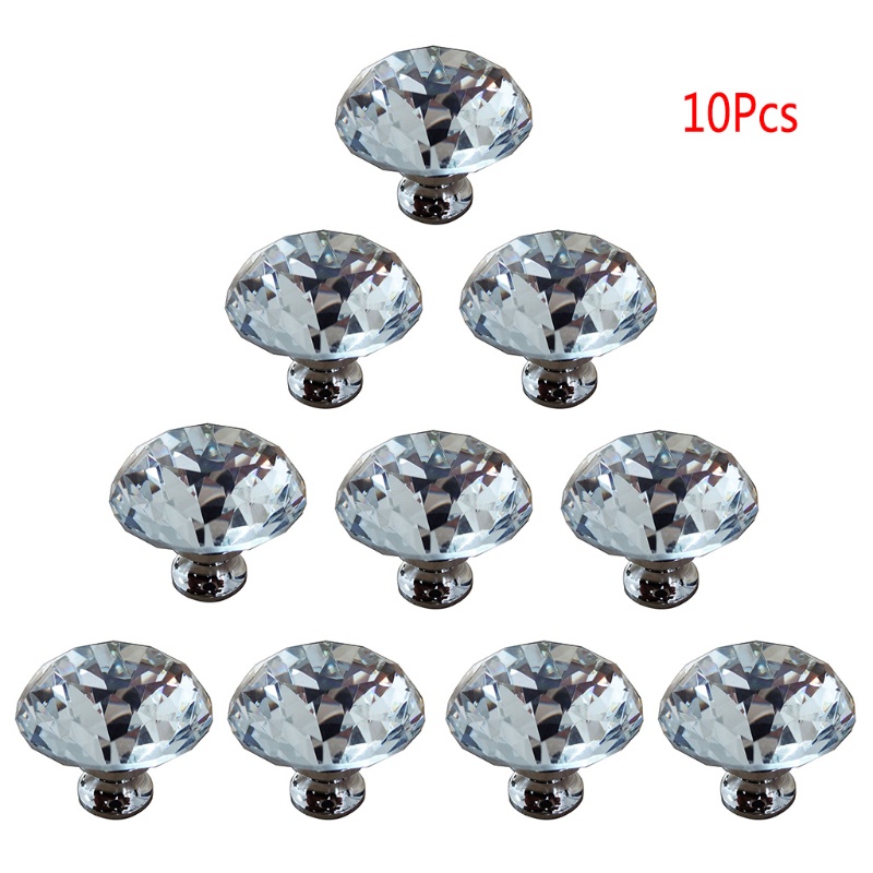 Set 10 Tay Nắm Ngăn Kéo Tủ Đính Đá Giả Kim Cương Cứng