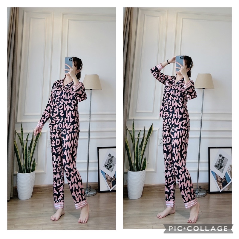 Bộ lụa chữ cái mặc nhà cho nữ