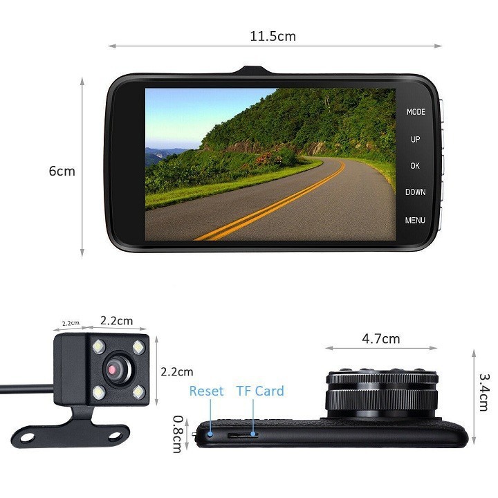 Camera Hành Trình Ô tô trước sau full HD tích hợp 8 Đèn LED